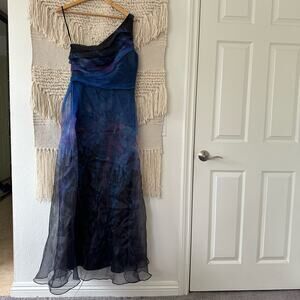 Rene Ruiz Blue Organza Gown